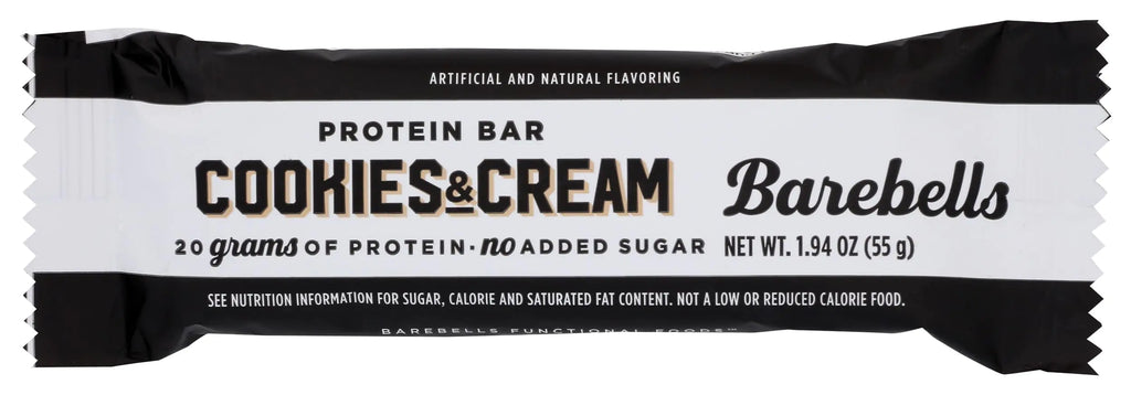 Barebells Protein Bar Cookies & Cream 20g Protein No Added Sugar 55g 1.94 Ounce (Pack of 12)