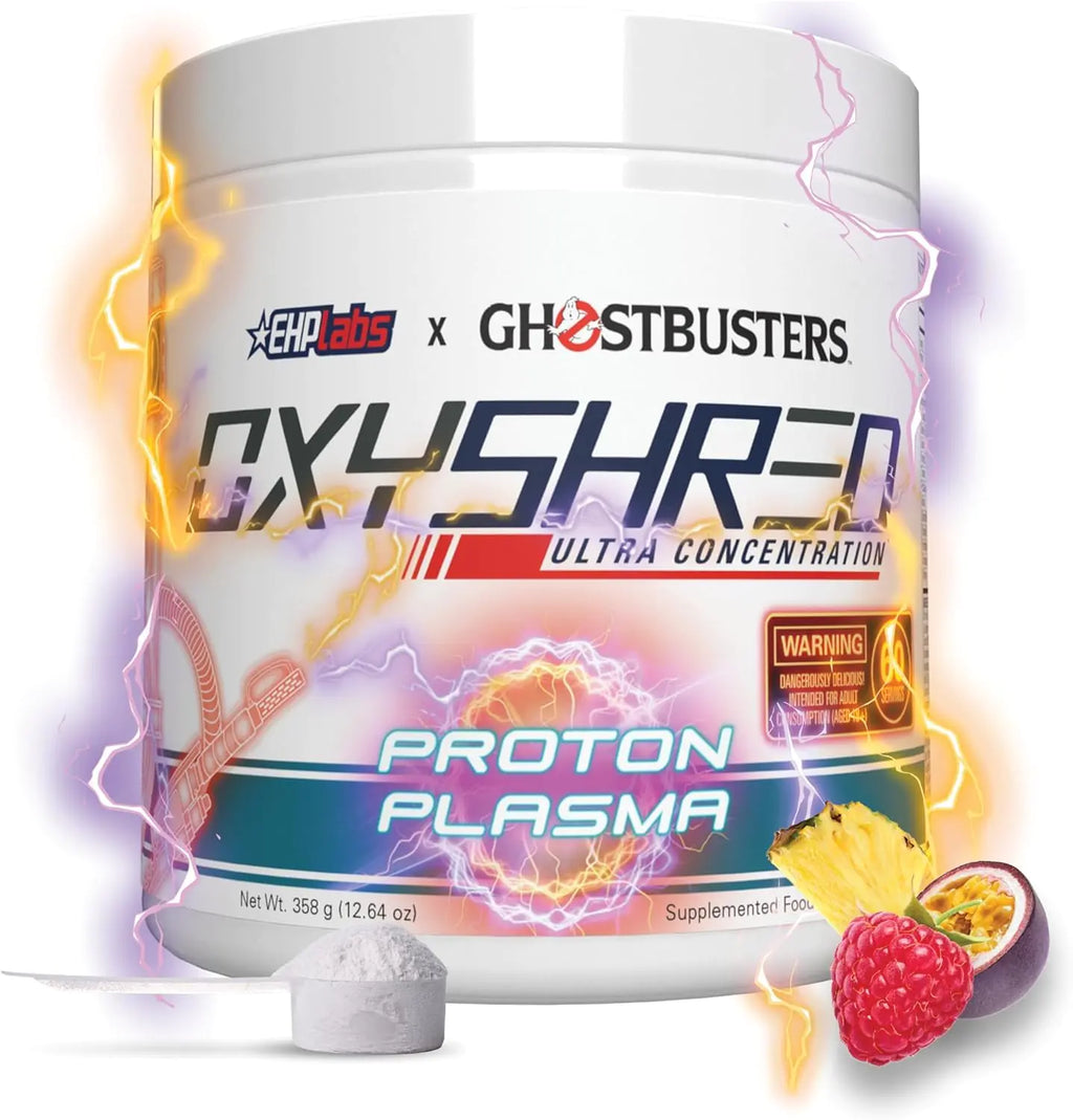 EHP Labs x Ghostbusters OxyShred Pre Workout Powder & Shredding Supplement - Preworkout Powder with Acetyl L Carnitine Energy Boost Drink - Proton Plasma 60 Servings
