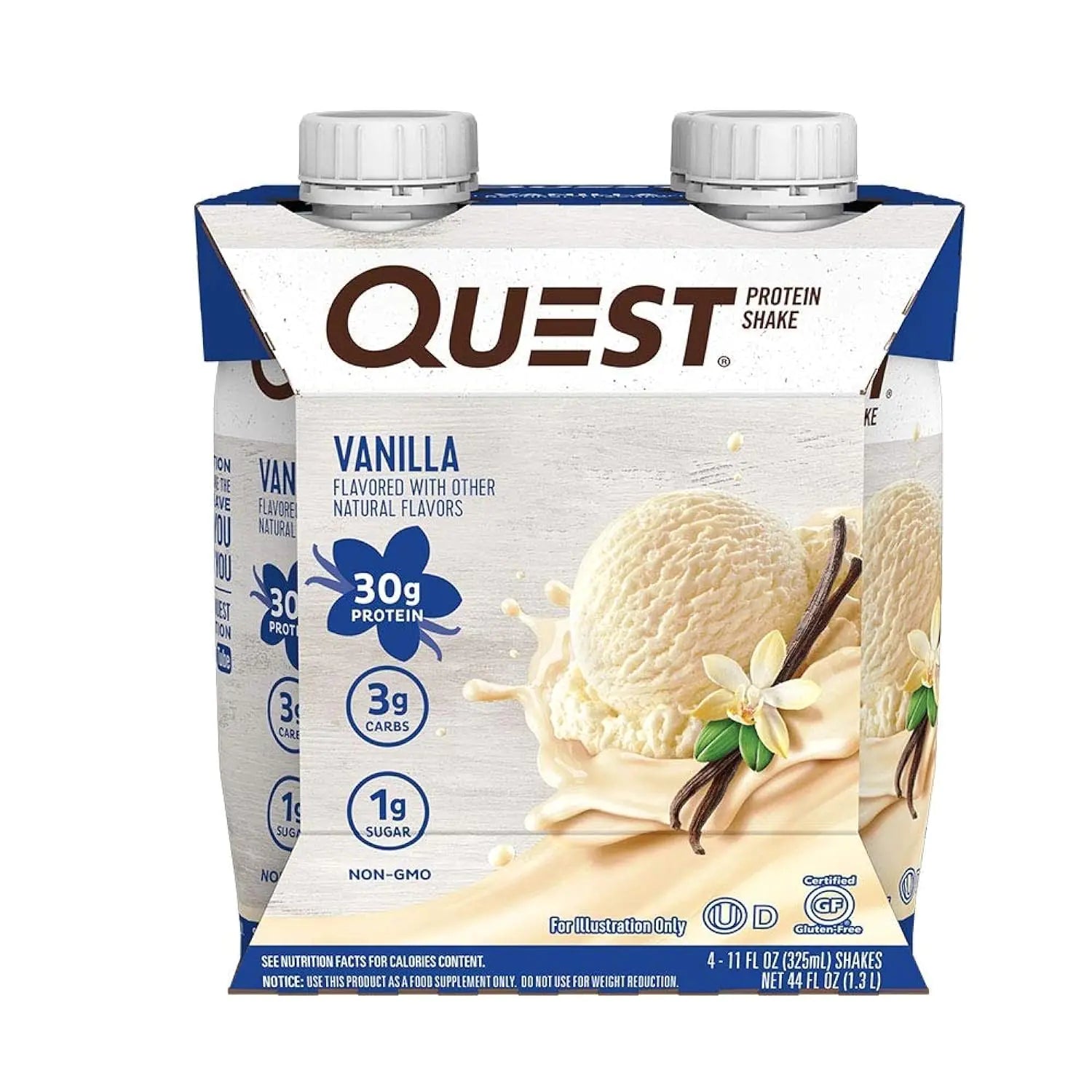 Quest Nutrition Protein Shake Vanilla High Protein Low Carb Gluten Free Keto Friendly 11 Fl. Oz 4 Count