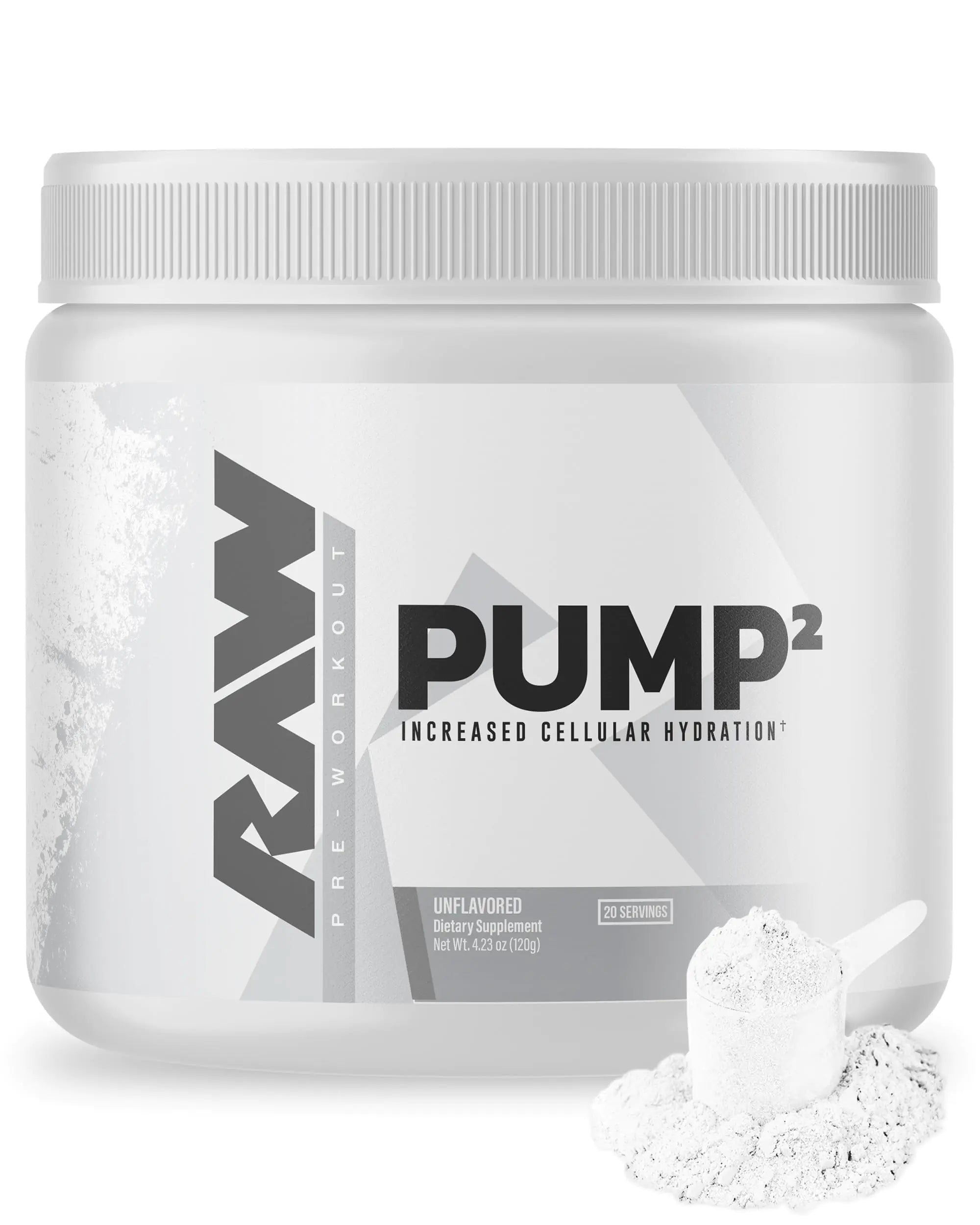 RAW Pump2 Pre Workout | Glycerol Pump Pre Workout Supplement Pair Pump Supplement for Best Results Or Any Preworkout Powder | Enhanced Hydration and Boost Energy | Unflavored (20 Servings)