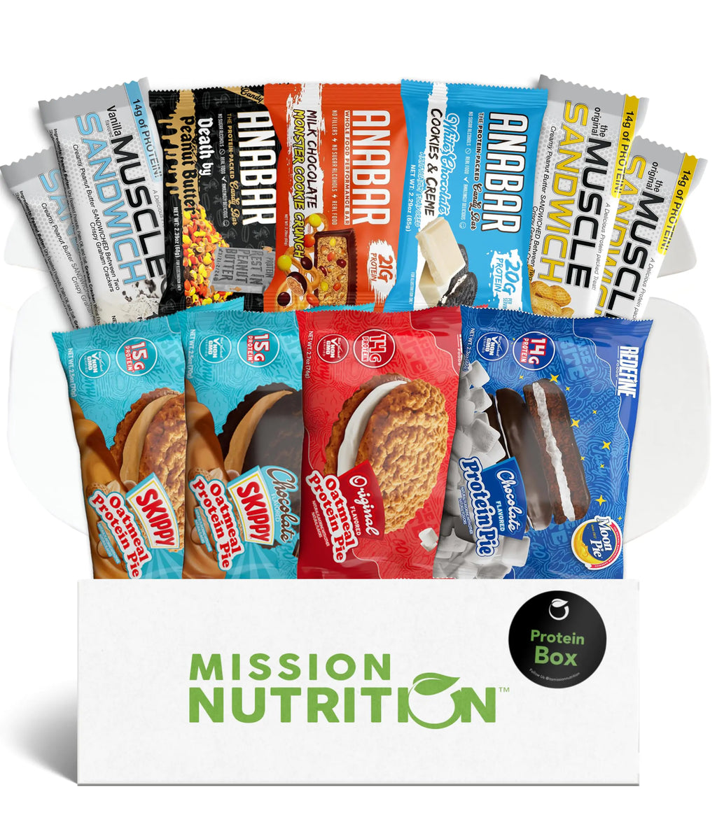 Redefine Oatmeal Protein Pie Protein Moon Pie Anabar Protein Bars Muscle Sandwich - Delicious High Protein Snack Box by Mission Nutrition (11 Total Snacks) Gift Box