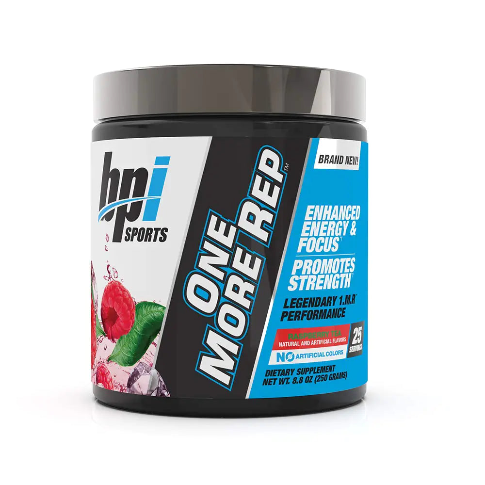 BPI Sports One More Rep Pre Workout Powder - Raspberry Tea - 25 Servings - Caffine + L-Citrulline + Carnitine + Beetroot - Preworkout Energy Strength & Focus for Men & Women