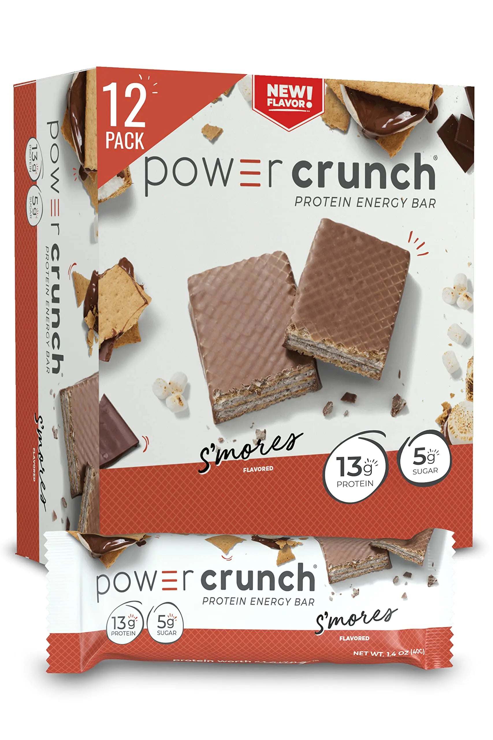 Power Crunch Protein Wafer Bars High Protein Snacks with Delicious Taste SMores 1.4 Ounce (12 Count)