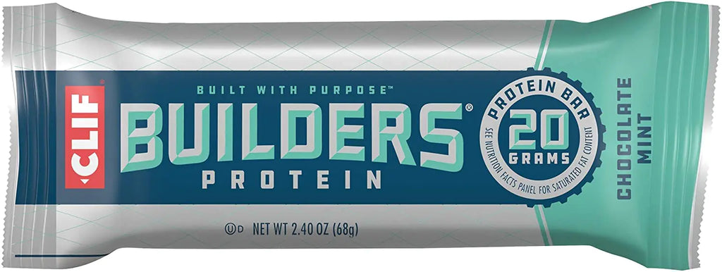 CLIF BUILDERS - Protein Bars - Chocolate Mint - 20g Protein - Gluten Free (2.4 Ounce 12 Count)