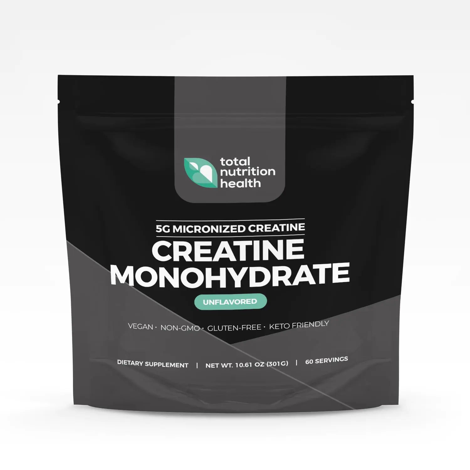 Total Nutrition Health Creatine Monohydrate – 5g Micronized Creatine Monohydrate Powder – Vitamin D and Black Pepper Extract – Unflavored Pre-Workout with Creatine for Energy Muscle Performance